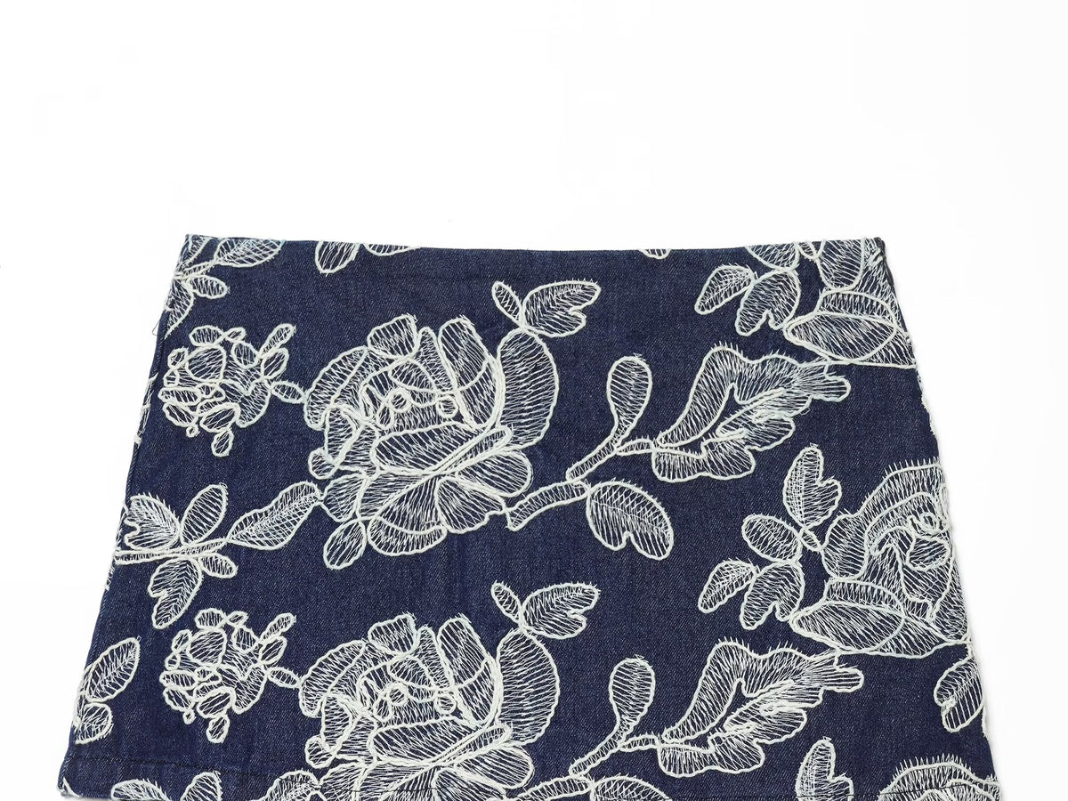 Women's slim versatile embroidered culottes