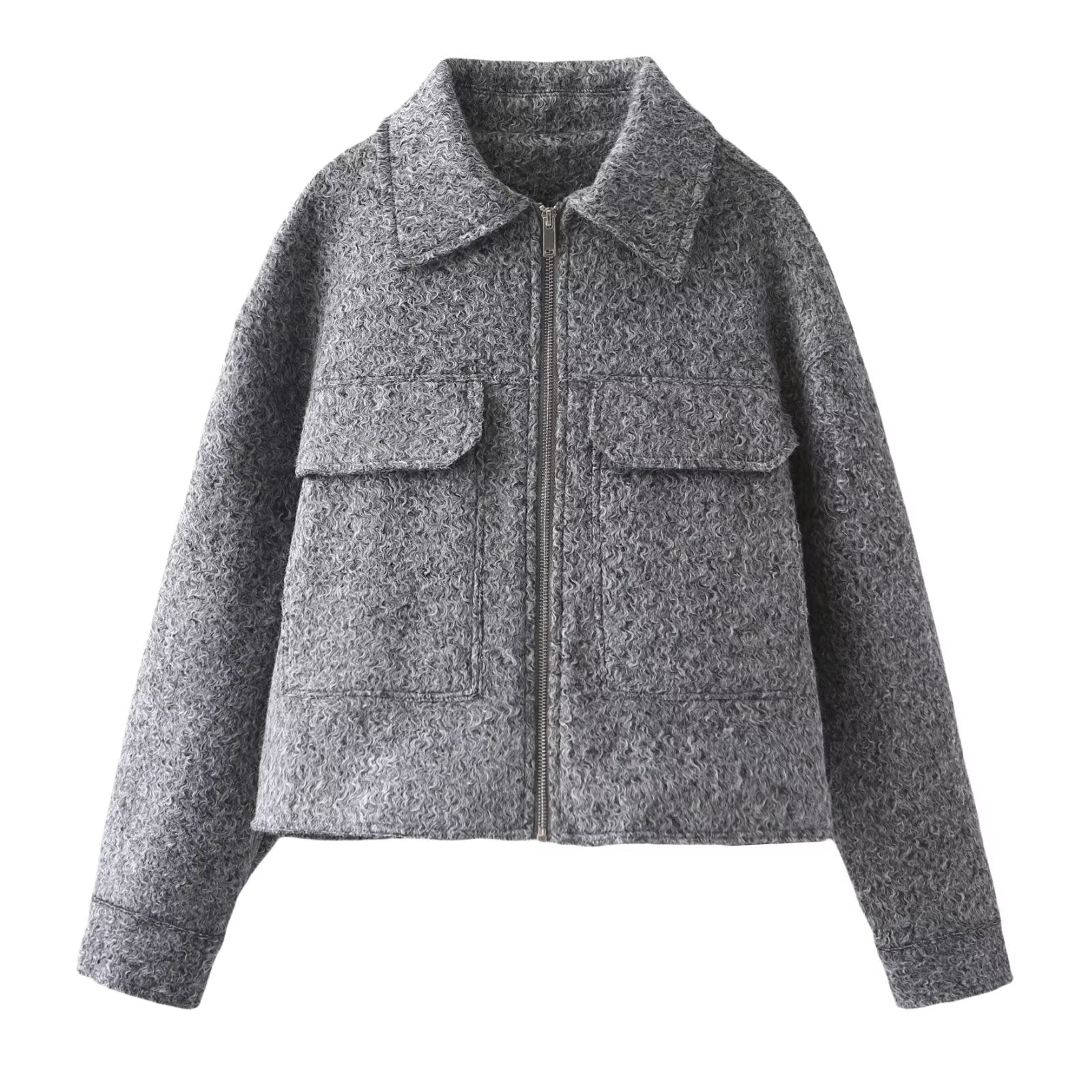 Women's lapel pocket decoration short jacket Coat