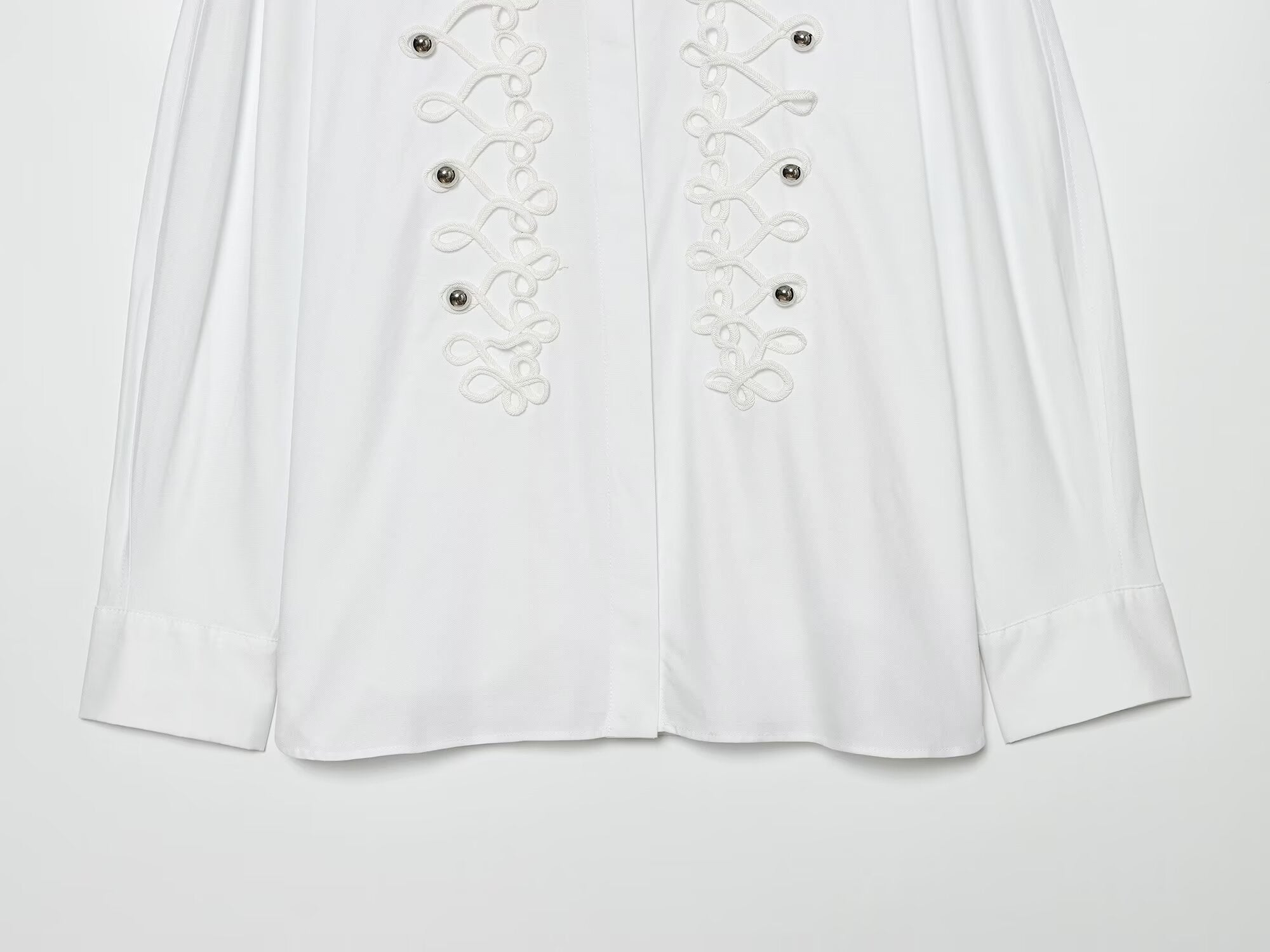 Women's rope knot buckle decoration poplin shirt