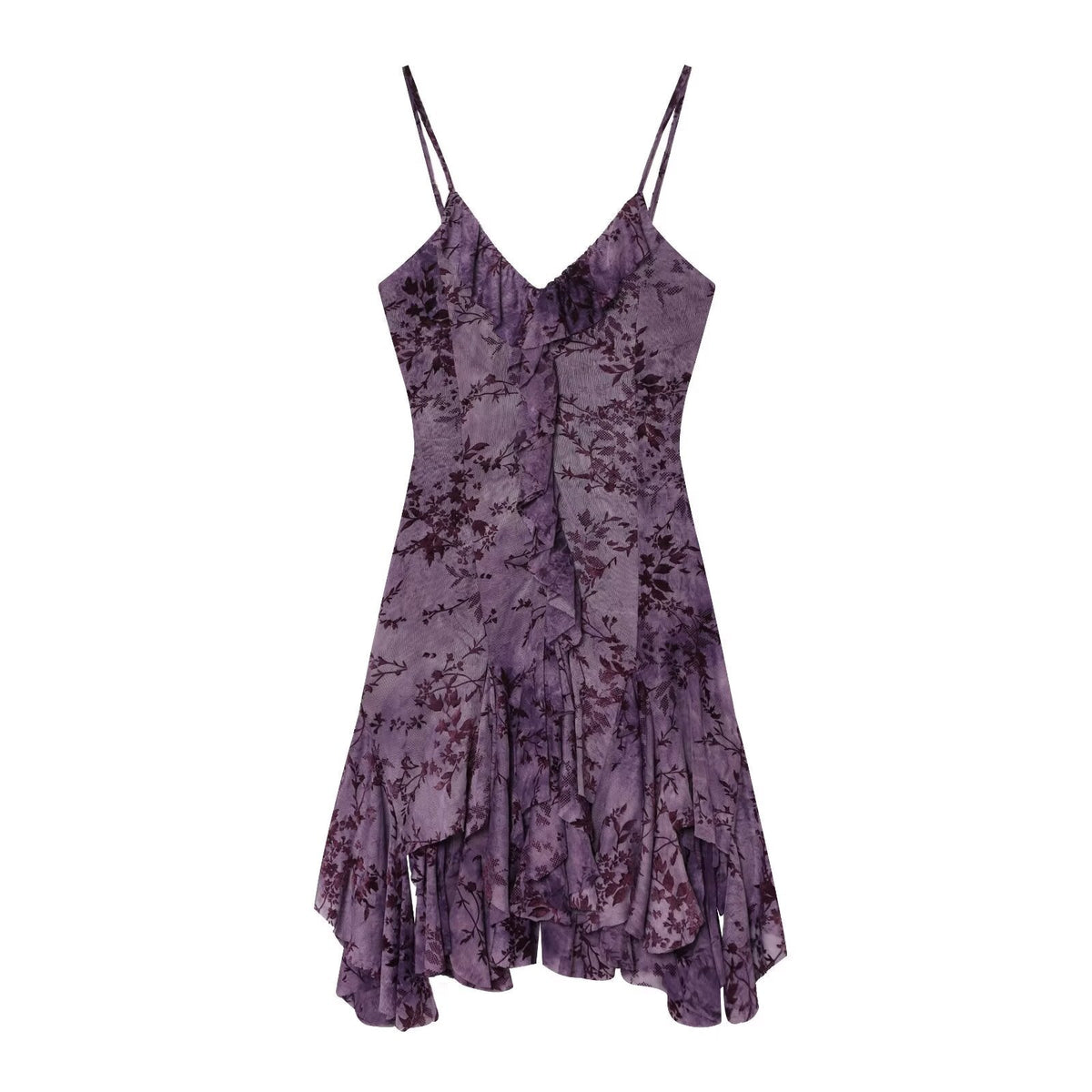 Women's layered decorative flocking tulle dress