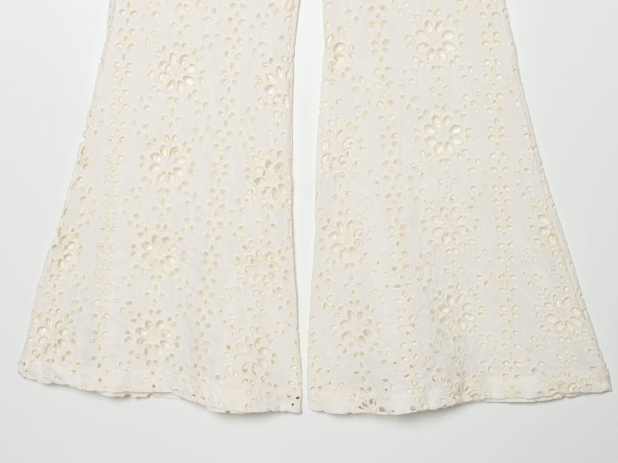Women's hollowed out embroidered trumpet pants