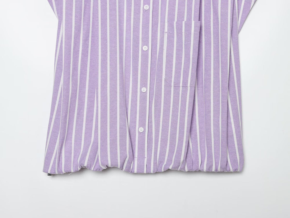 Women's striped short lapel shirt