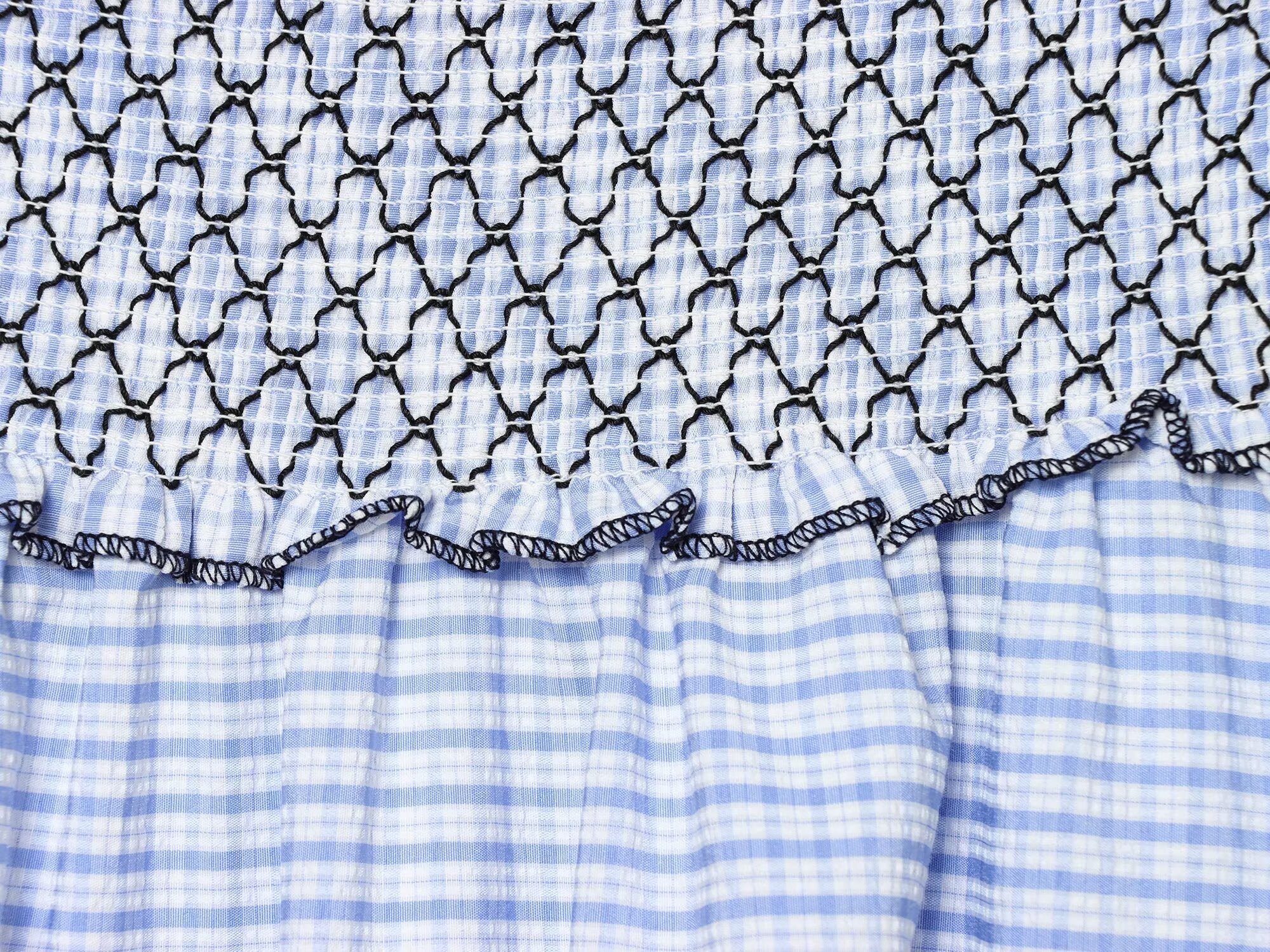 Women's casual embroidered checkered MIDI skirt