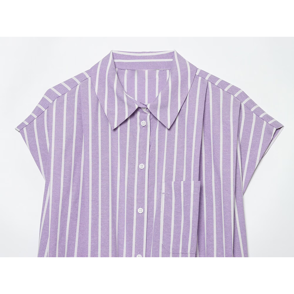 Women's striped short lapel shirt