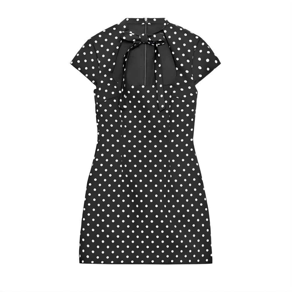 Women's bow decoration slim mini dress