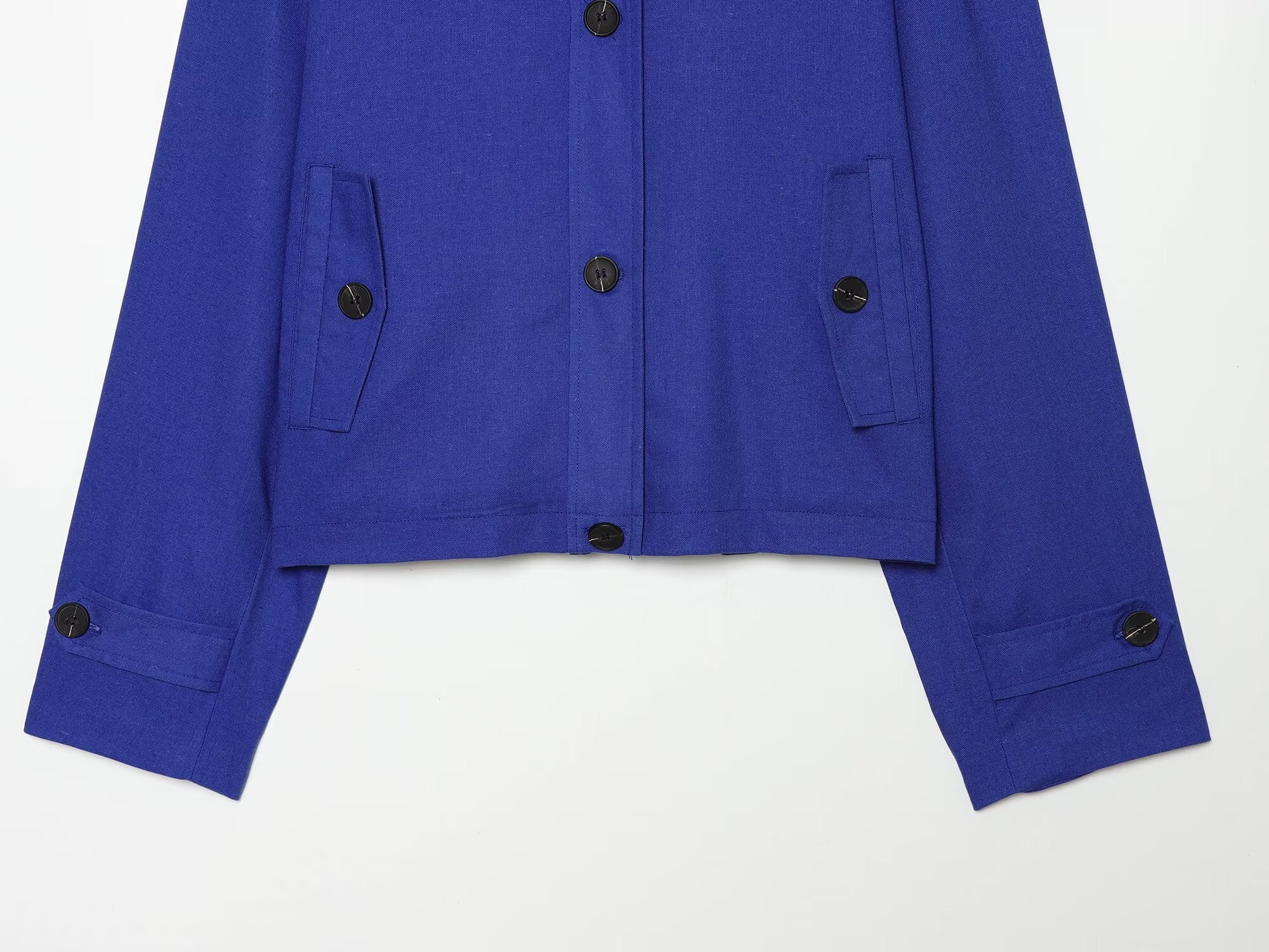 Women's standing collar linen blend Coat