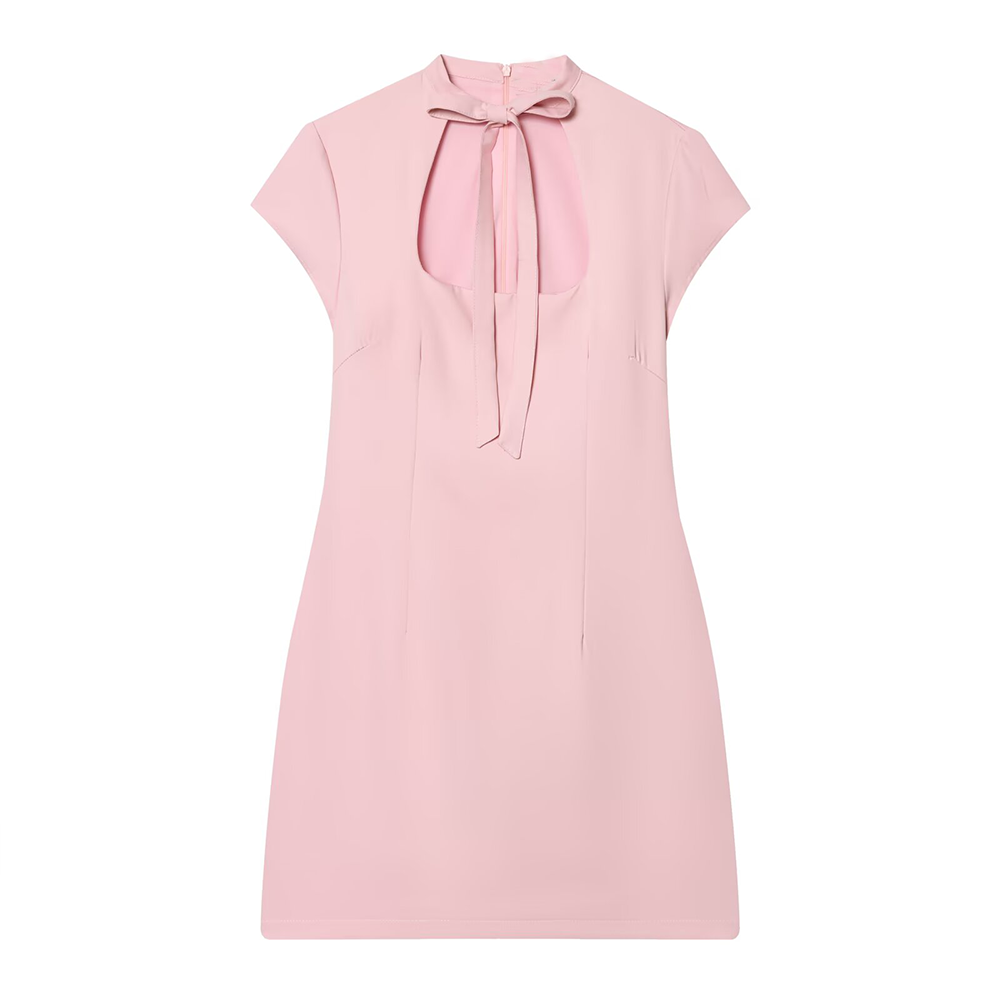 Women's bow decoration slim mini dress