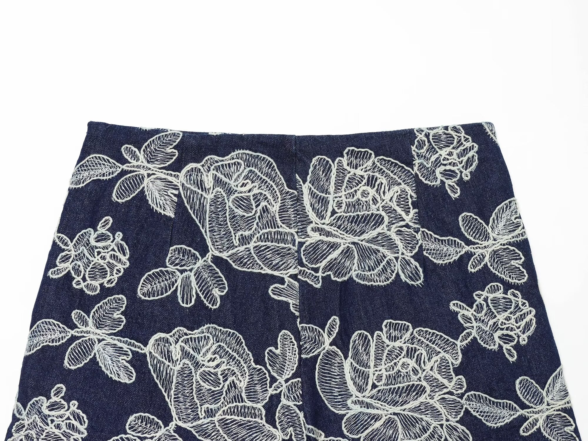 Women's slim versatile embroidered culottes