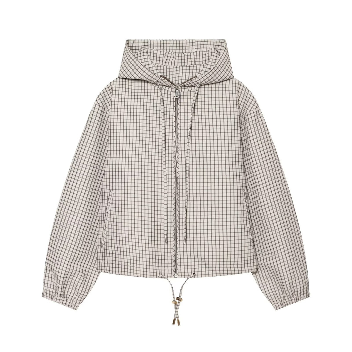 Women's casual plaid hooded jacket Coat
