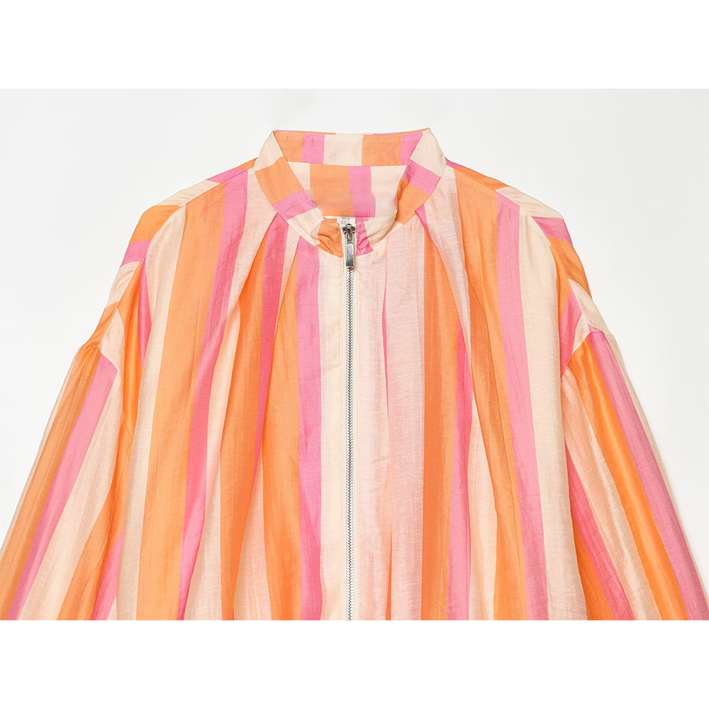 Women's standing collar striped pilot jacket Coat