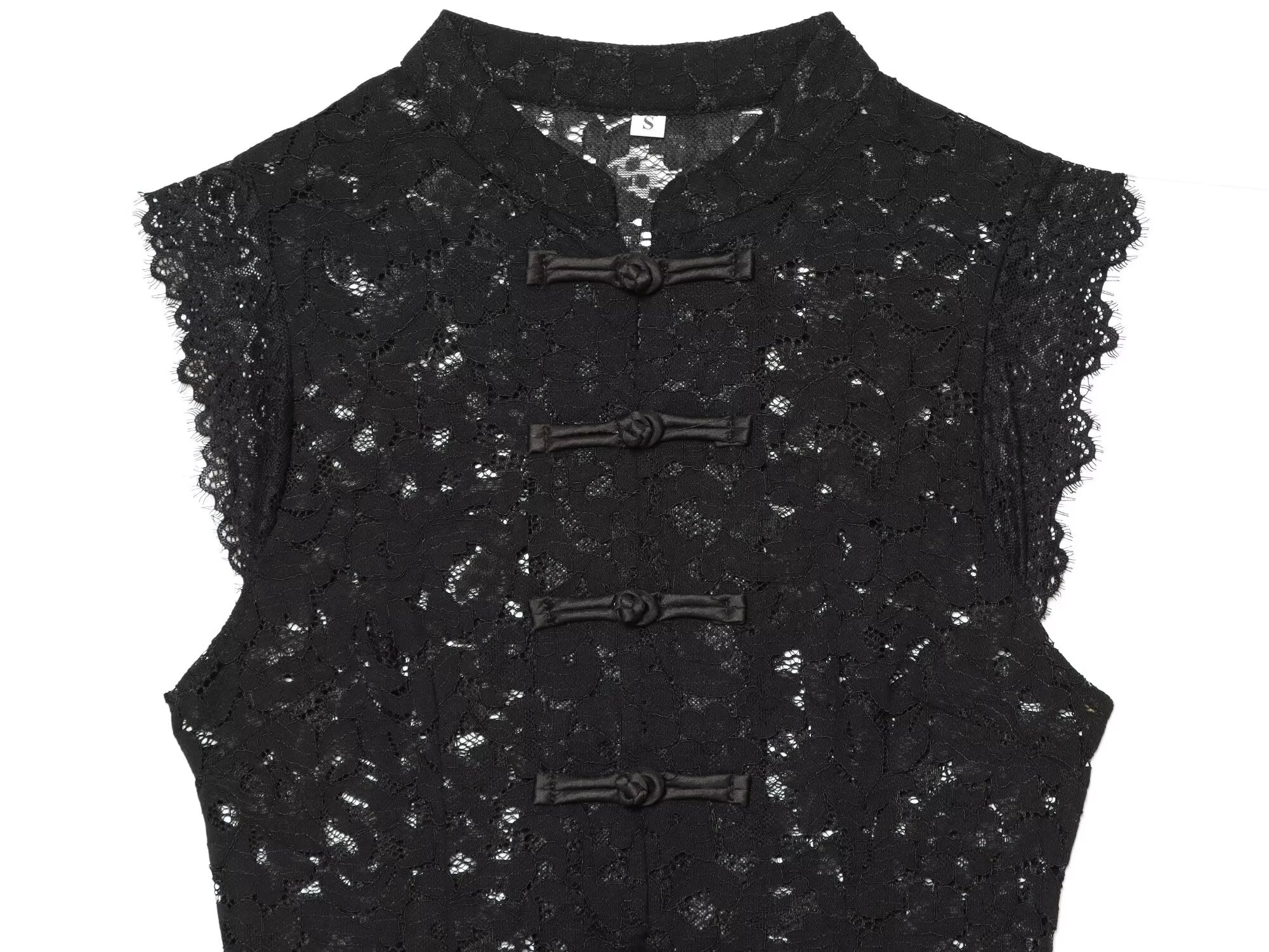 Women's lace hollow out buckle sleeveless vest