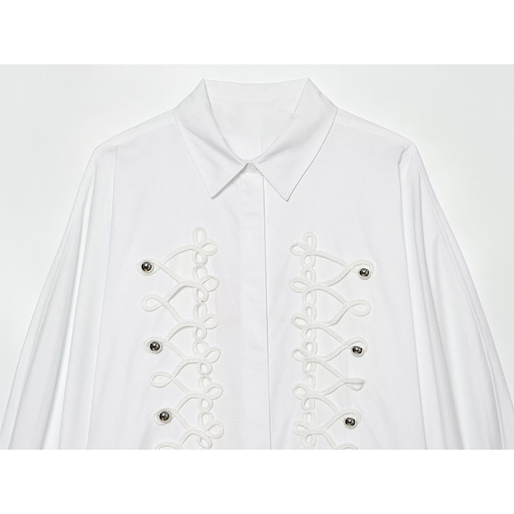 Women's rope knot buckle decoration poplin shirt