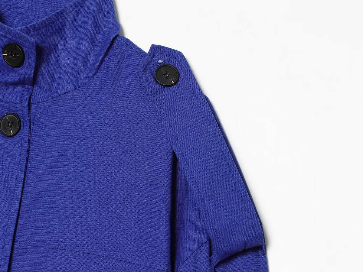Women's standing collar linen blend Coat
