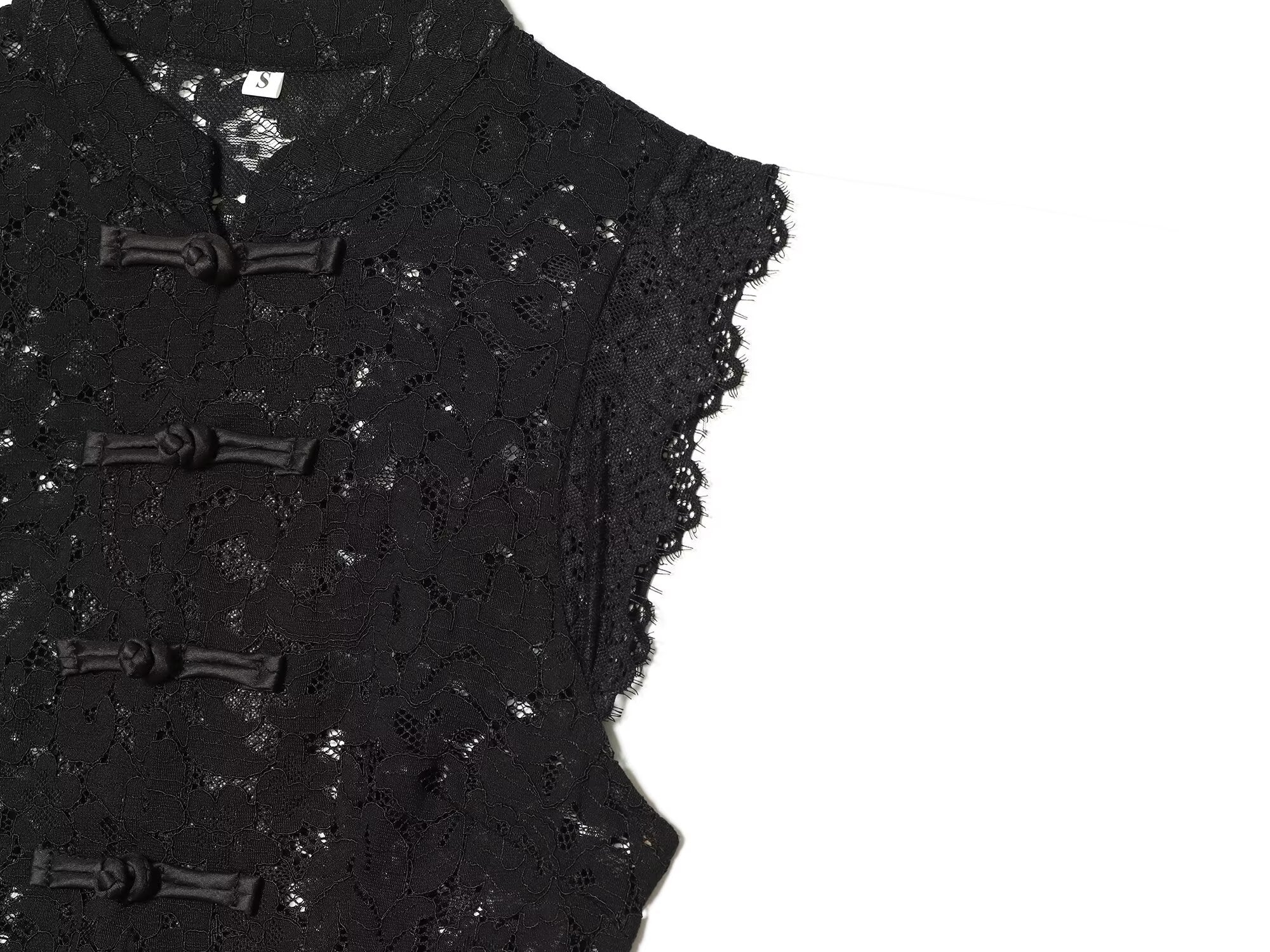 Women's lace hollow out buckle sleeveless vest