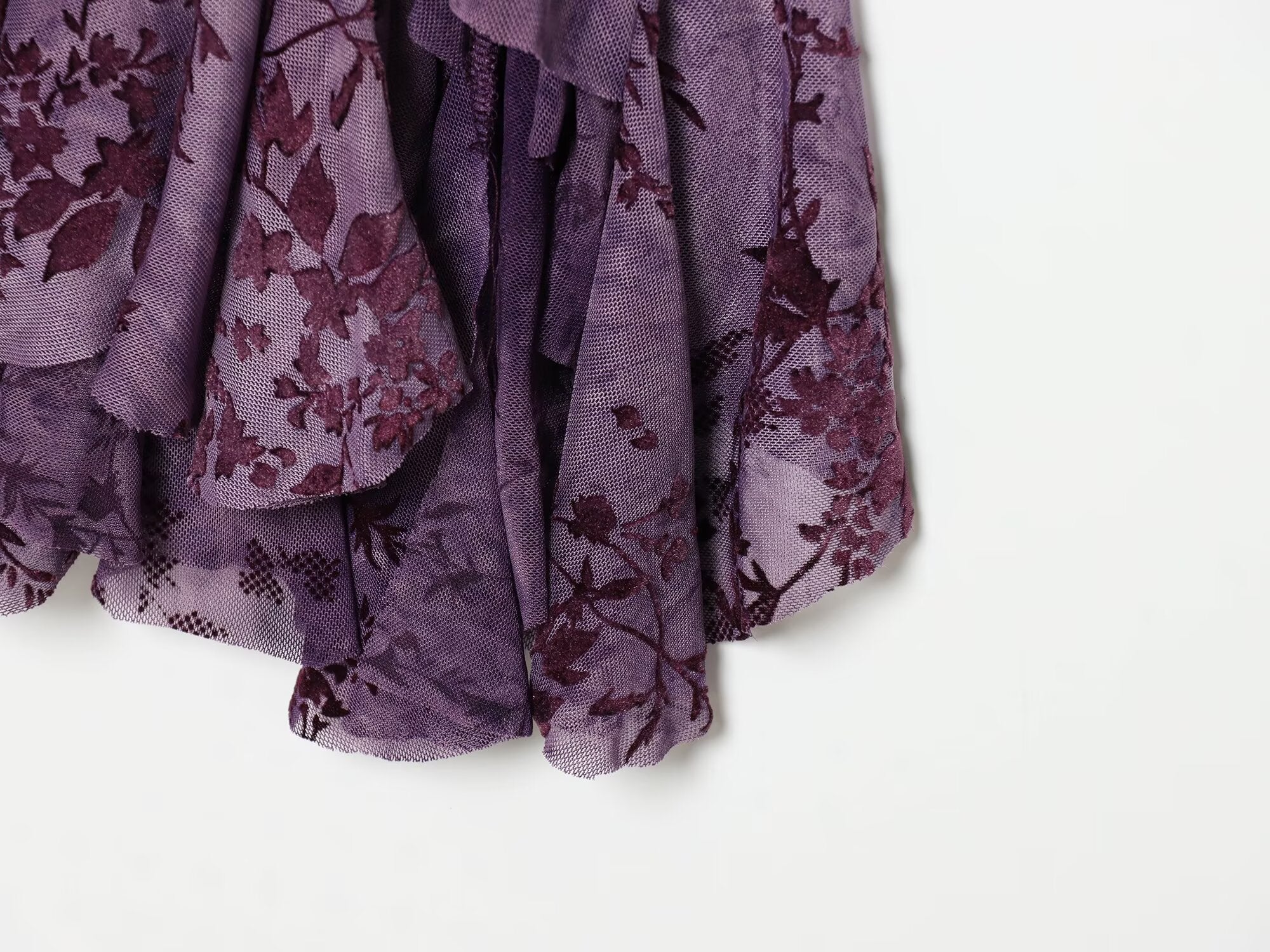Women's layered decorative flocking tulle dress