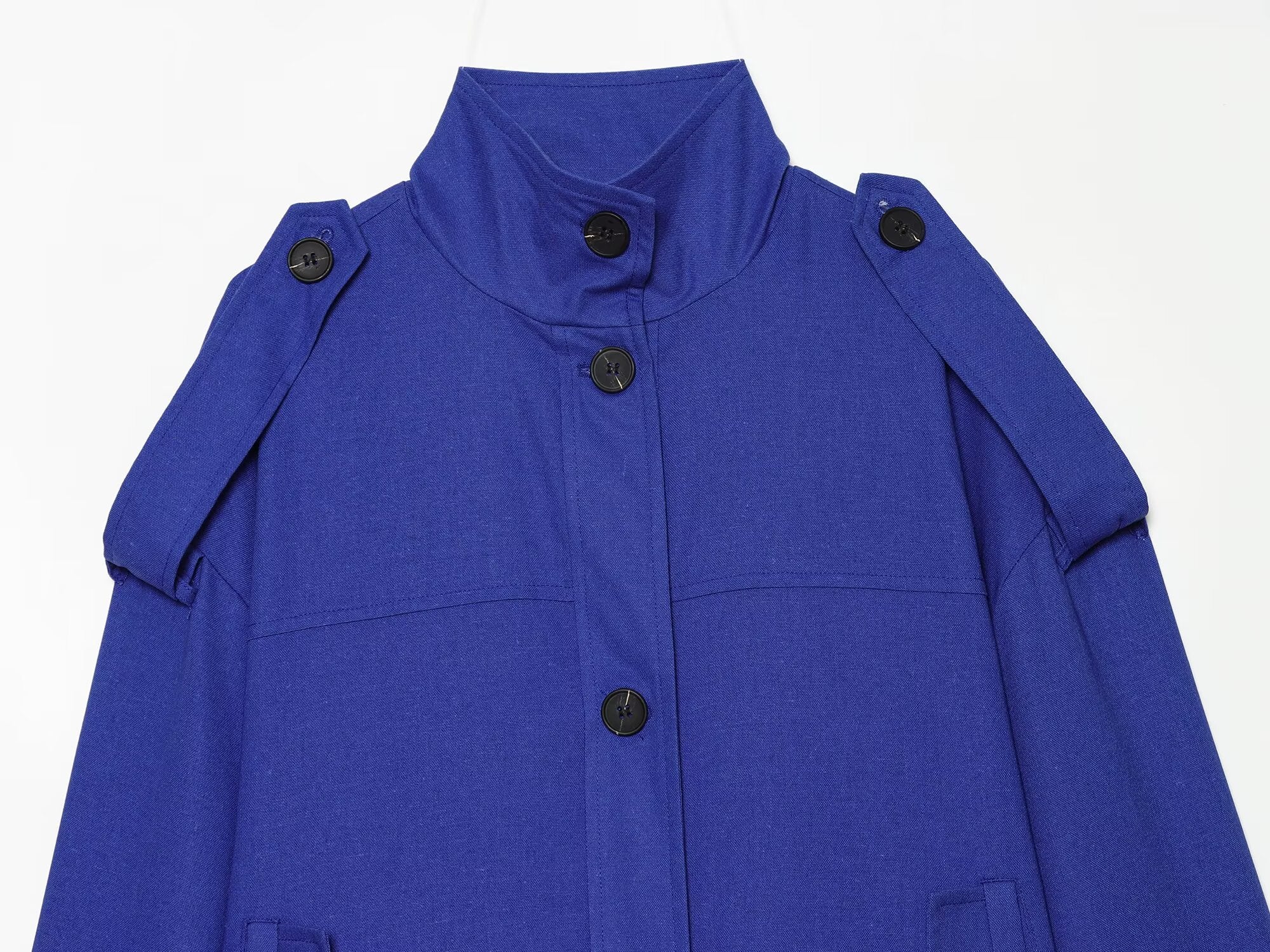 Women's standing collar linen blend Coat