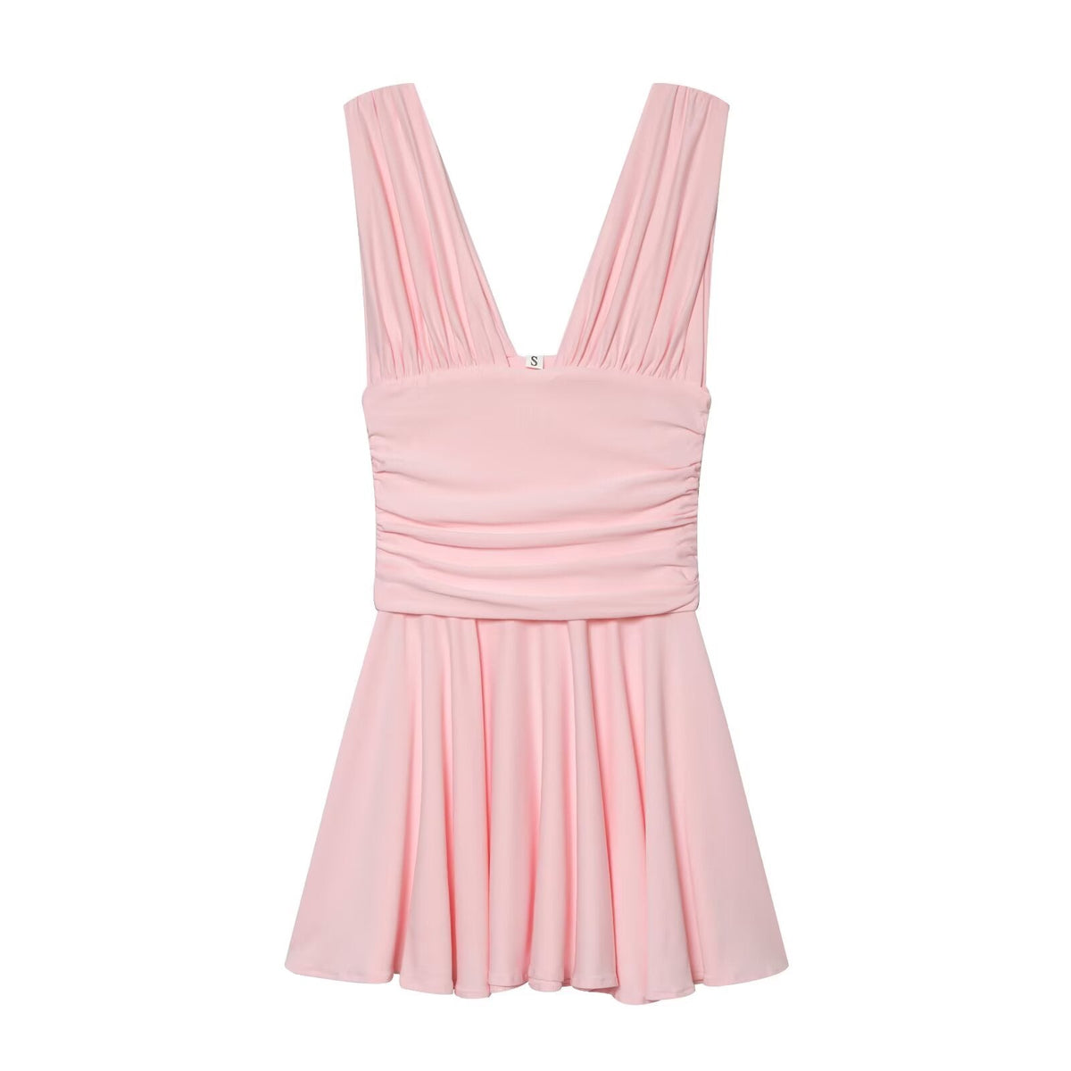 Women's pleated decorative sleeveless mini dress