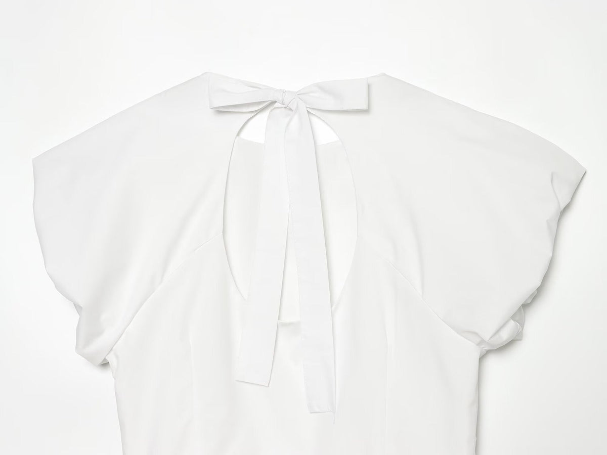 Women's backless bow decoration poplin top