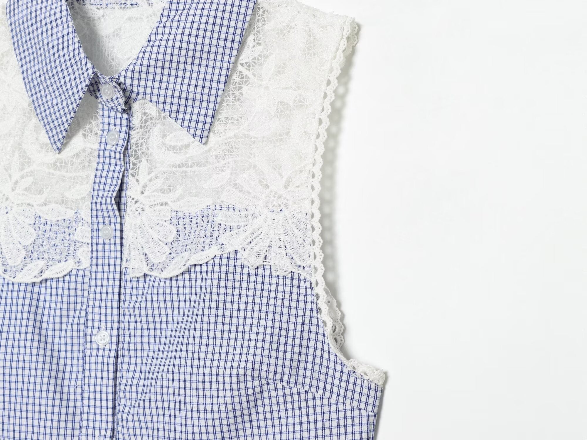Women's casual plaid patchwork shirt