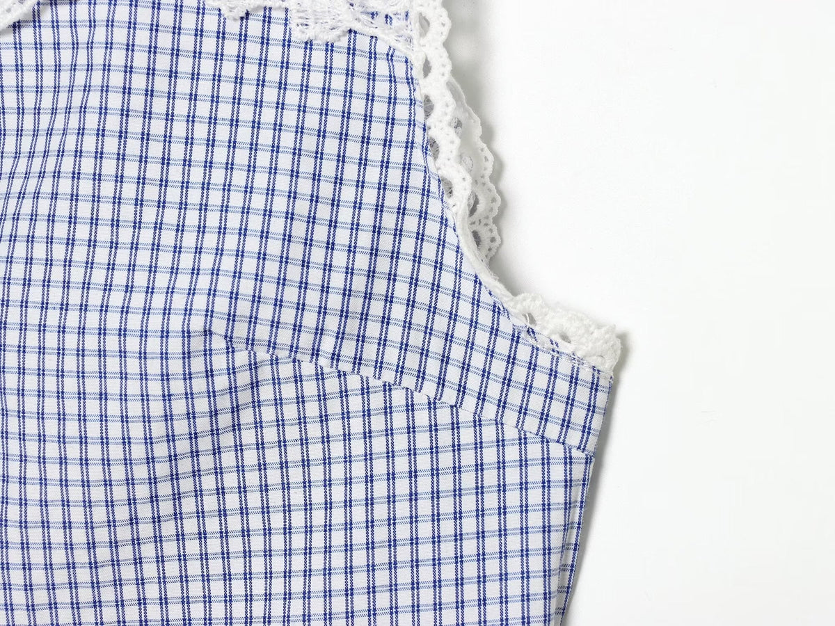 Women's casual plaid patchwork shirt