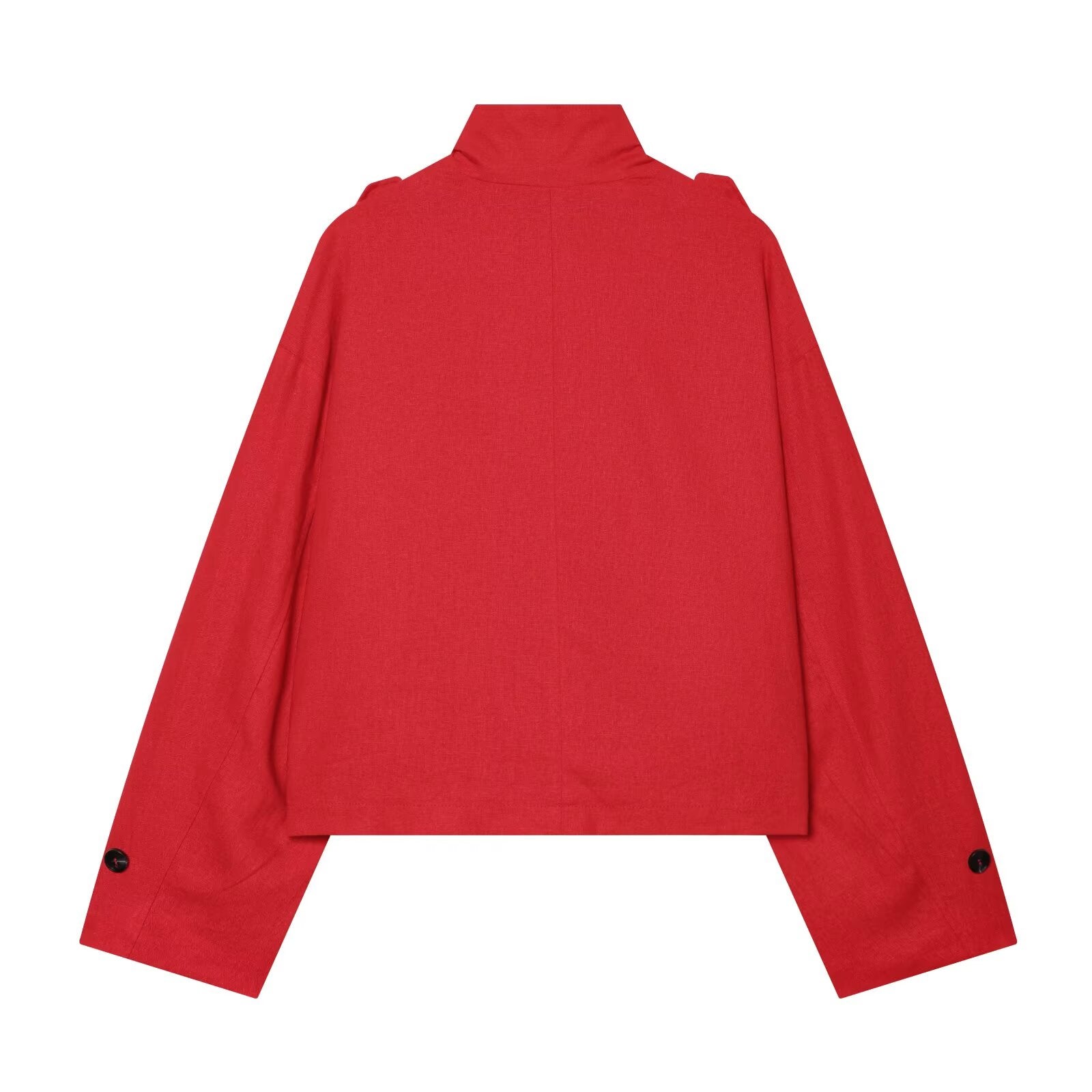 Women's standing collar linen blend Coat