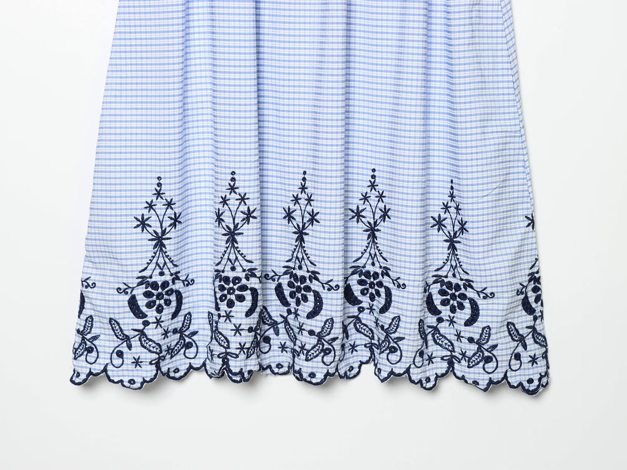 Women's casual embroidered checkered MIDI skirt
