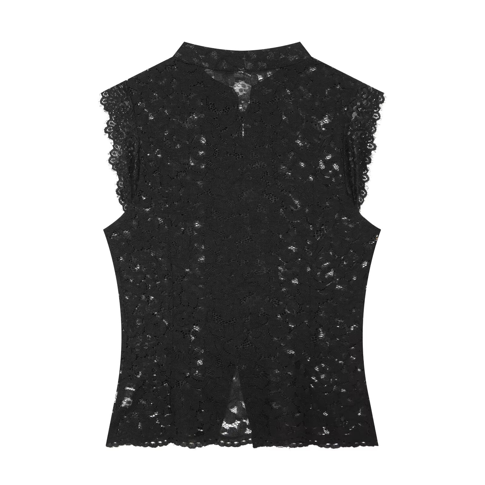 Women's lace hollow out buckle sleeveless vest