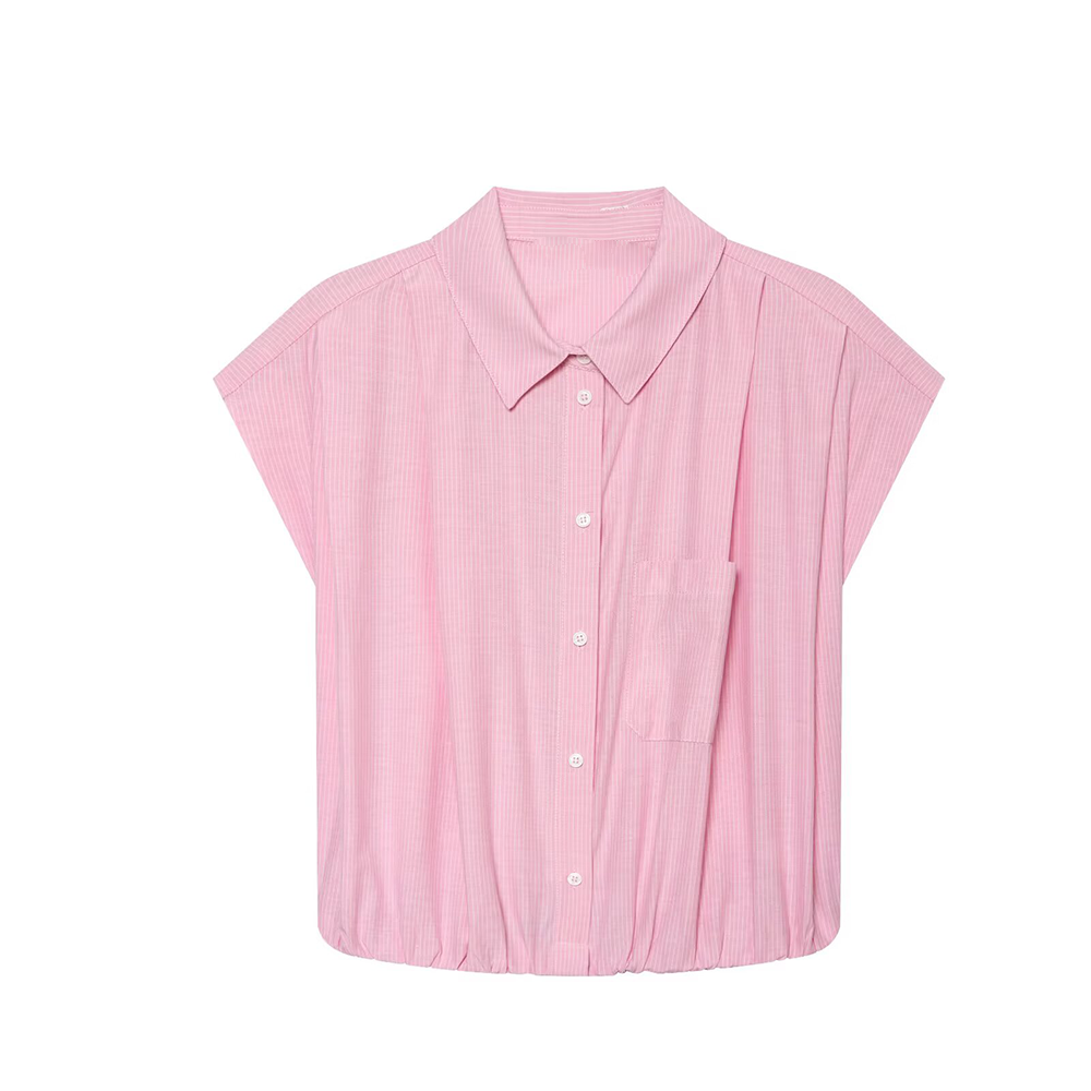 Women's striped short lapel shirt