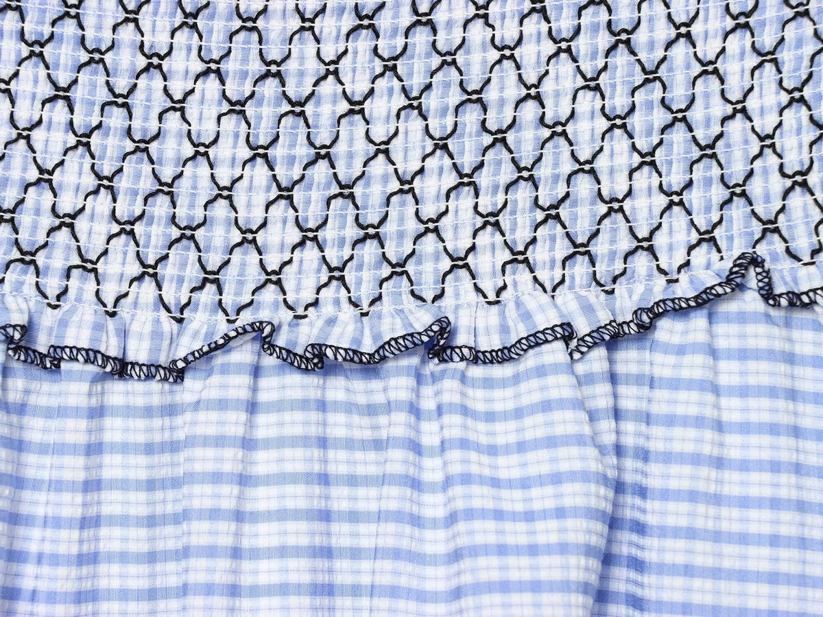 Women's casual embroidered checkered MIDI skirt