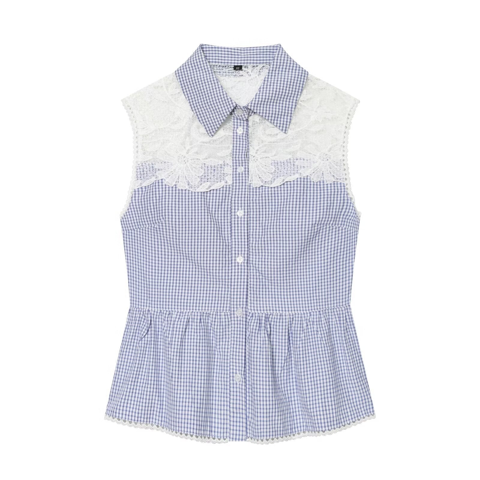 Women's casual plaid patchwork shirt
