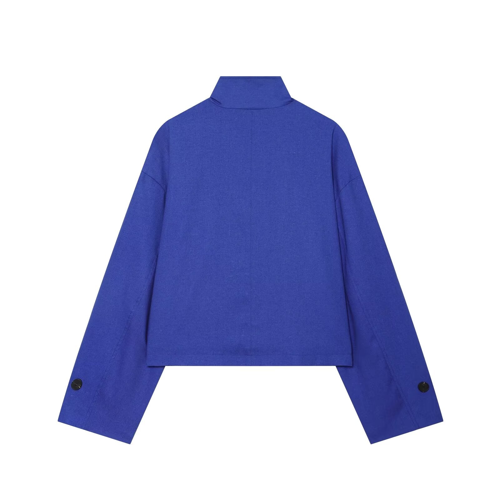 Women's standing collar linen blend Coat